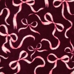 OHS Ribbon Bow Print Teddy Fleece Throw - Burgundy/Cream - thumbnail 4