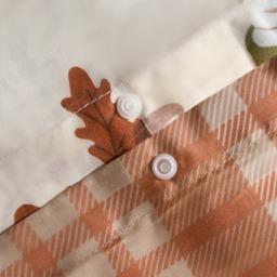 OHS Autumnal Novelty Checked Reversible Duvet Cover Set, Cream/Rust - Double - thumbnail 4