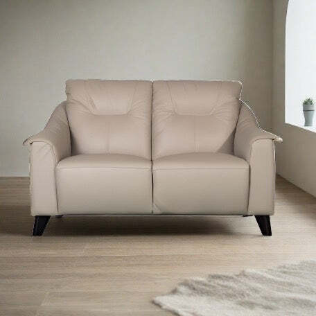 Naples Leather 2 Seater Cream Sofa