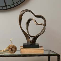 Antique Bronze Double Heart Sculpture