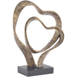 Antique Bronze Double Heart Sculpture - thumbnail 2