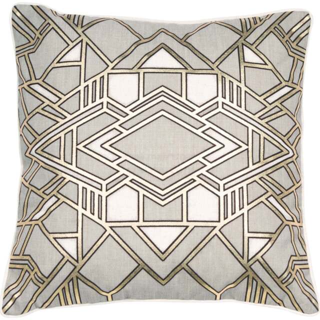 Malini Delaunay Art Deco Cream & Gold Foil Square Cushion