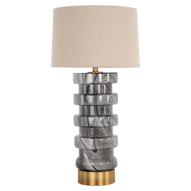 Richmond Interiors Jaylee Grey Marble Stacked Table Lamp