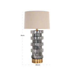 Richmond Interiors Jaylee Grey Marble Stacked Table Lamp - thumbnail 3