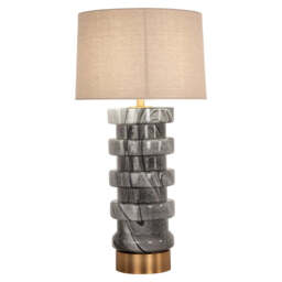 Richmond Interiors Jaylee Grey Marble Stacked Table Lamp - thumbnail 2