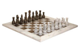 Eleri White & Grey Large Marble Chess Set - thumbnail 1