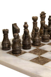 Eleri White & Grey Large Marble Chess Set - thumbnail 3