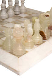 Eleri Carved White Marble & Green Onyx Chess Set - thumbnail 3