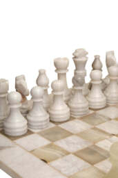 Eleri Carved White Marble & Green Onyx Chess Set - thumbnail 4