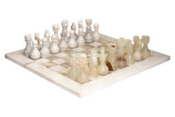 Eleri Carved White Marble & Green Onyx Chess Set - thumbnail 1