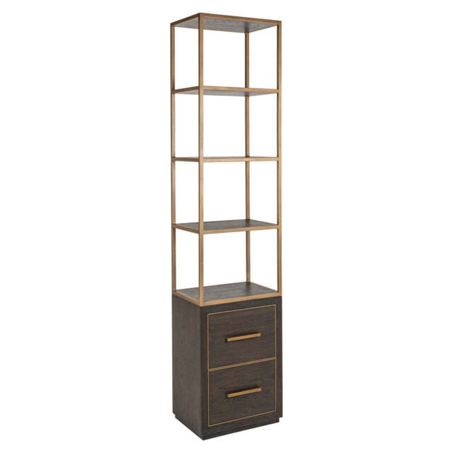 Richmond Interiors Carter Brown Oak Wood & Gold Display Unit - Small