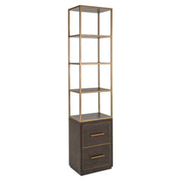 Richmond Interiors Carter Brown Oak Wood & Gold Display Unit - Small - thumbnail 1