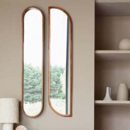 Nyko Brown Wood Abstract Wall Mirror - thumbnail 1