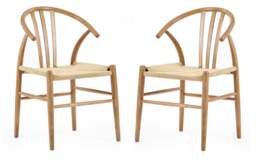 Set of 2 Drayton Natural Oak Wood Curved Dining Chairs - thumbnail 2