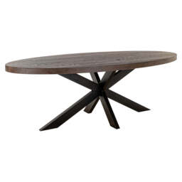 Richmond Interiors Watson Dark Brown Oak Wood Oval Dining Table 300cm - thumbnail 1
