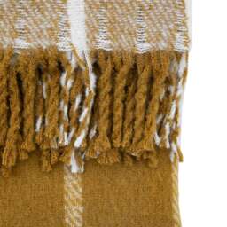 Poly Mustard Yellow Mohair Check Throw - thumbnail 4