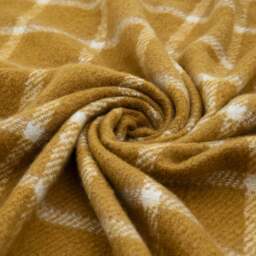 Poly Mustard Yellow Mohair Check Throw - thumbnail 5