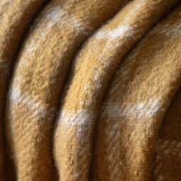 Poly Mustard Yellow Mohair Check Throw - thumbnail 2