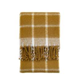 Poly Mustard Yellow Mohair Check Throw - thumbnail 6