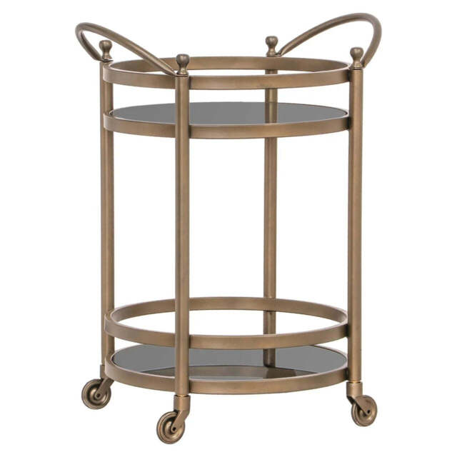 Richmond Interiors Hendricks Brass Brushed Gold Drinks Trolley