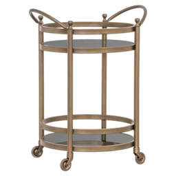 Richmond Interiors Hendricks Brass Brushed Gold Drinks Trolley - thumbnail 1