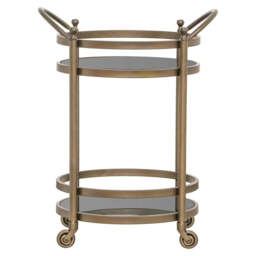 Richmond Interiors Hendricks Brass Brushed Gold Drinks Trolley - thumbnail 2