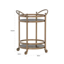 Richmond Interiors Hendricks Brass Brushed Gold Drinks Trolley - thumbnail 4