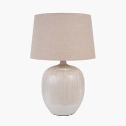 Greta Natural & Cream Textured Ceramic Table Lamp - thumbnail 2
