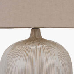 Greta Natural & Cream Textured Ceramic Table Lamp - thumbnail 4