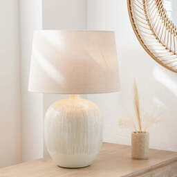 Greta Natural & Cream Textured Ceramic Table Lamp
