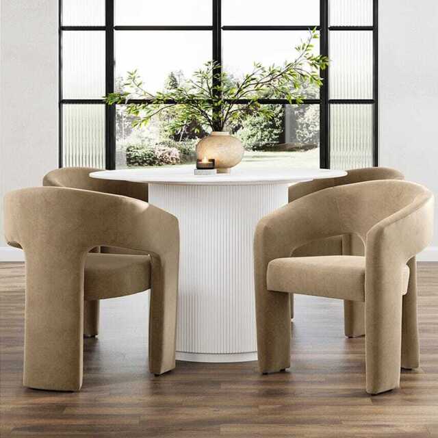 Alba Mole Taupe Velvet Tripod Dining Chair