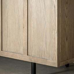 Fore Panelled Natural Oak Wood Sideboard - thumbnail 2