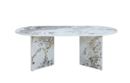 Aura White Marble Effect Oval Coffee Table - thumbnail 3
