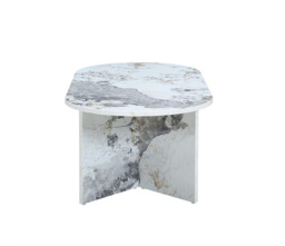 Aura White Marble Effect Oval Coffee Table - thumbnail 4