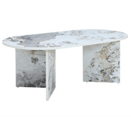 Aura White Marble Effect Oval Coffee Table - thumbnail 2