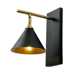 Zeta Matt Black and Antique Brass Wall Light - thumbnail 1