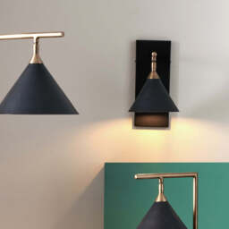Zeta Matt Black and Antique Brass Wall Light - thumbnail 2