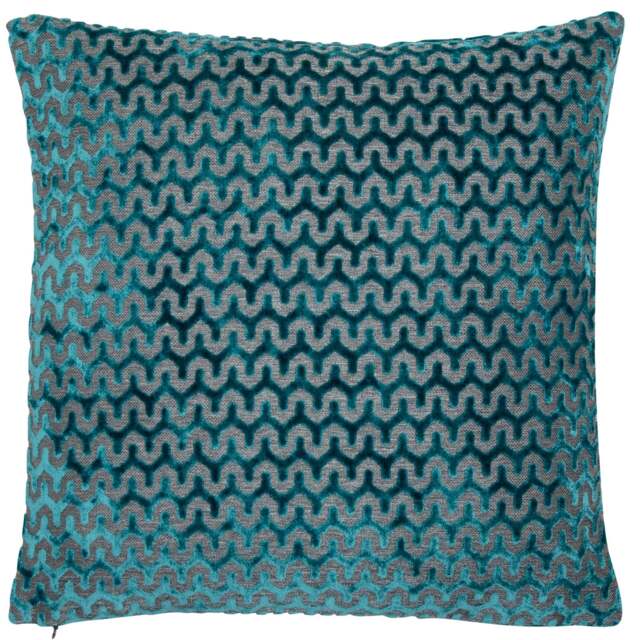 Malini Oslo Velvet Wave Teal Blue Square Cushion - Large
