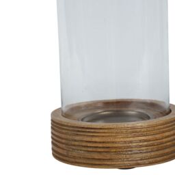 Natural Acacia Wood & Glass Hurricane Candle Holder - thumbnail 5