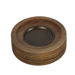 Natural Acacia Wood & Glass Hurricane Candle Holder - thumbnail 4