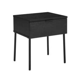Luna Black Wood Bedside Table - thumbnail 2