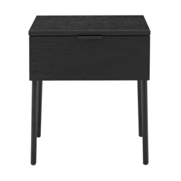 Luna Black Wood Bedside Table - thumbnail 1
