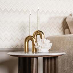 Richmond Interiors Mayfield White Morchana Marble & Brown Wood Round Side Table - thumbnail 5