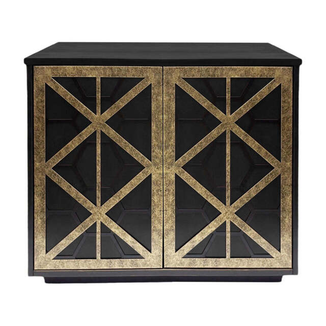 Reeno Fretwork Black Mango Wood & Gold Sideboard