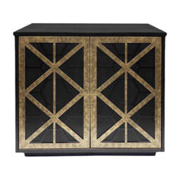 Reeno Fretwork Black Mango Wood & Gold Sideboard - thumbnail 1