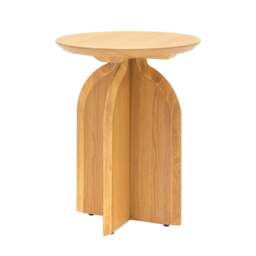Sirena Carved Natural Oak Wood Side Table - thumbnail 4