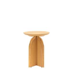 Sirena Carved Natural Oak Wood Side Table - thumbnail 6
