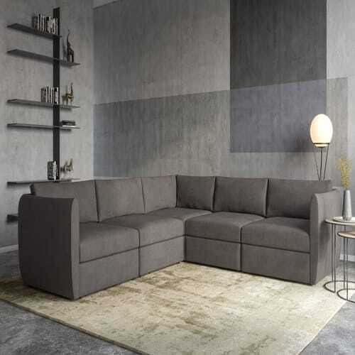 Cloud - Modular Corner Sofa - Dark Grey Velvet