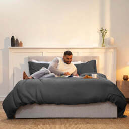 Super King Bamboo Bedding - Grey - Dust Mite Resistant Bedding - thumbnail 1