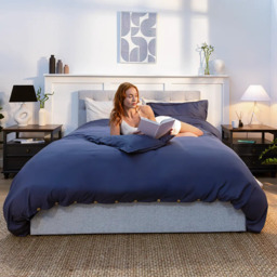 Bamboo & French Linen Bedding - Complete Bedding Sets - Midnight Navy - UK King